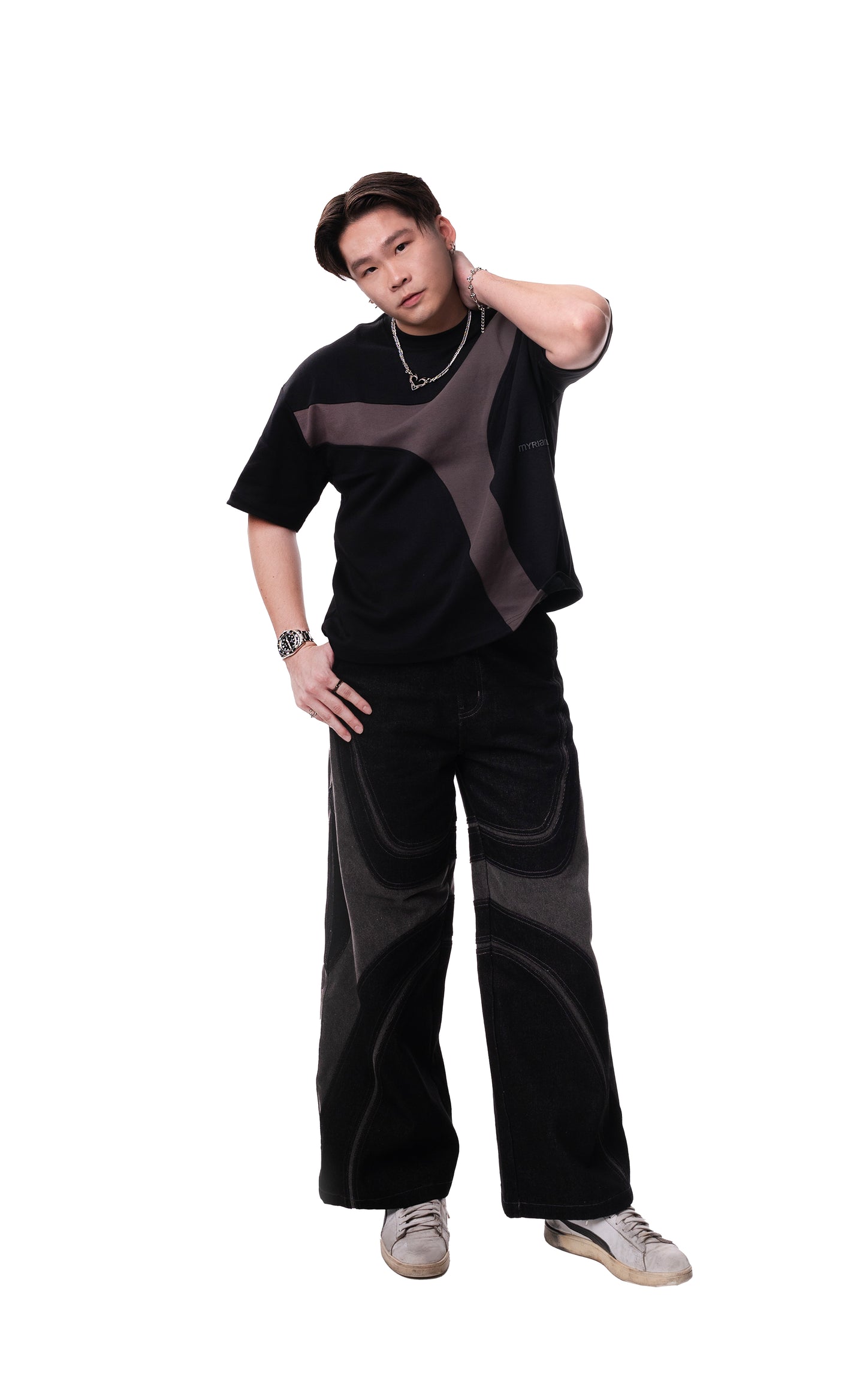 FLUX CHARCOAL BLACK BOXY TEE